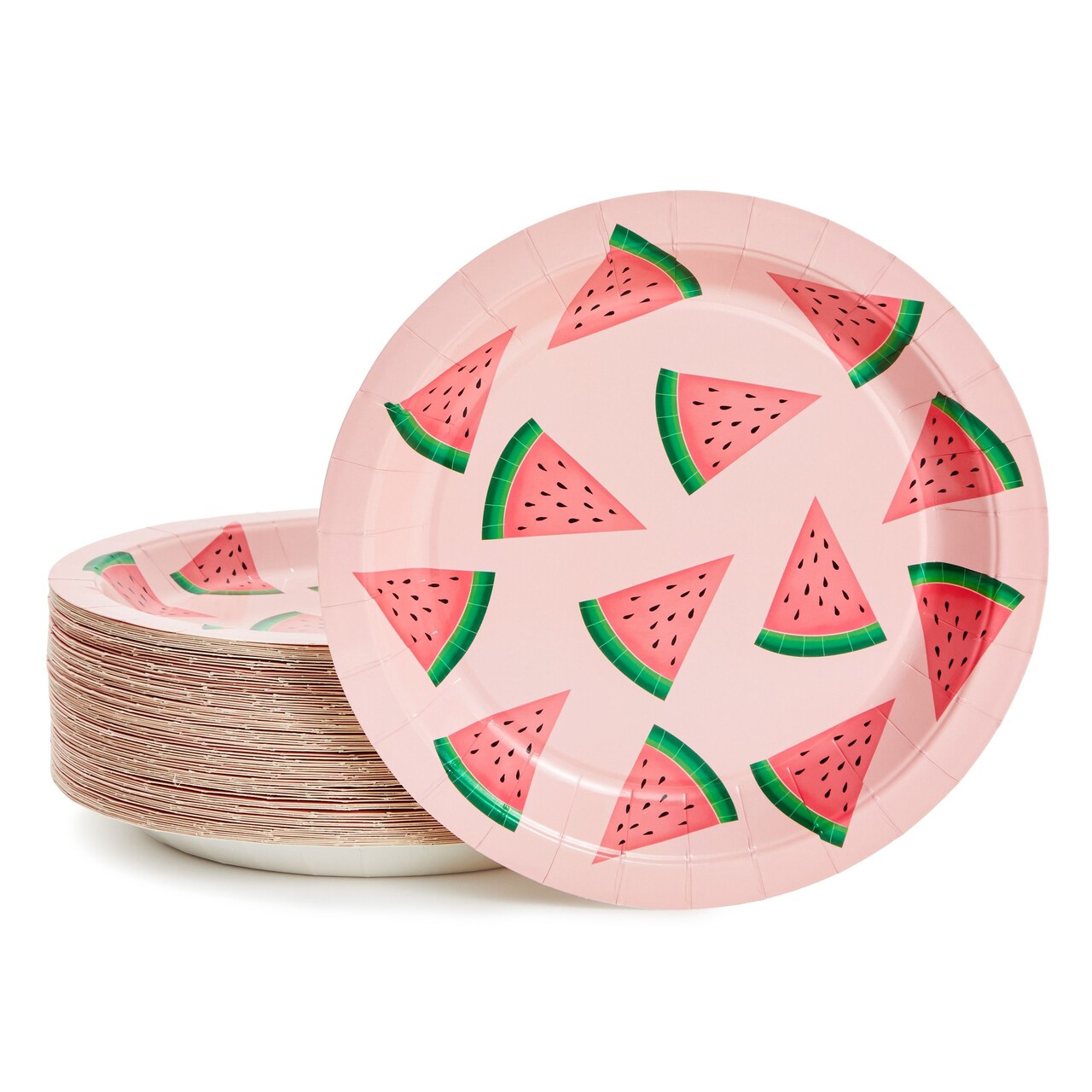 80 Pack Pink Watermelon Paper Plates for Summer Baby Shower, 1st Birthday, One in a Melon Party Decorations (9 In)